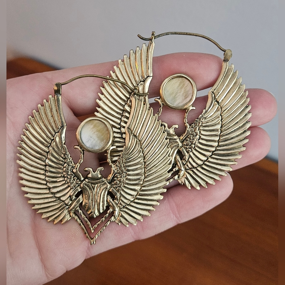 Ask And Embla Beetle Earrings Gold Colored Scarab